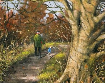 We are waiting for Spring, Giclee print, greyhound, greyhound art, whippet, Steve Sanderson, art print, snow, Christmas, Winter