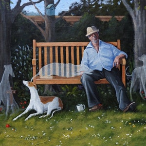 Lost companion series, Giclee print, greyhound, greyhound art, whippet, Original painting Steve Sanderson, art print