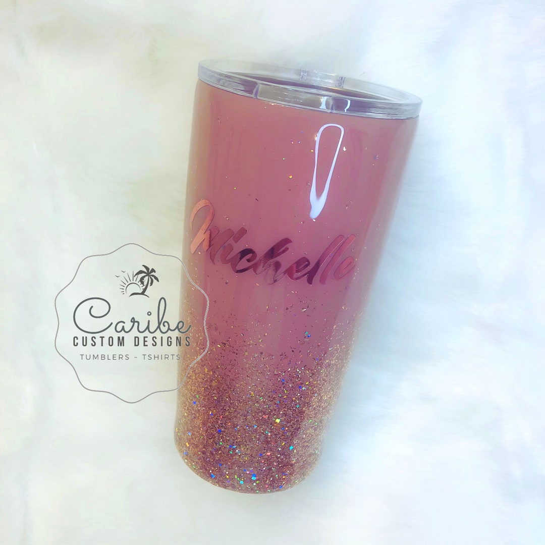 Rose Gold Glitter Tumbler, Holo Glitter Tumbler, Custom Cup, Classy Tumbler, Sparkly Tumbler