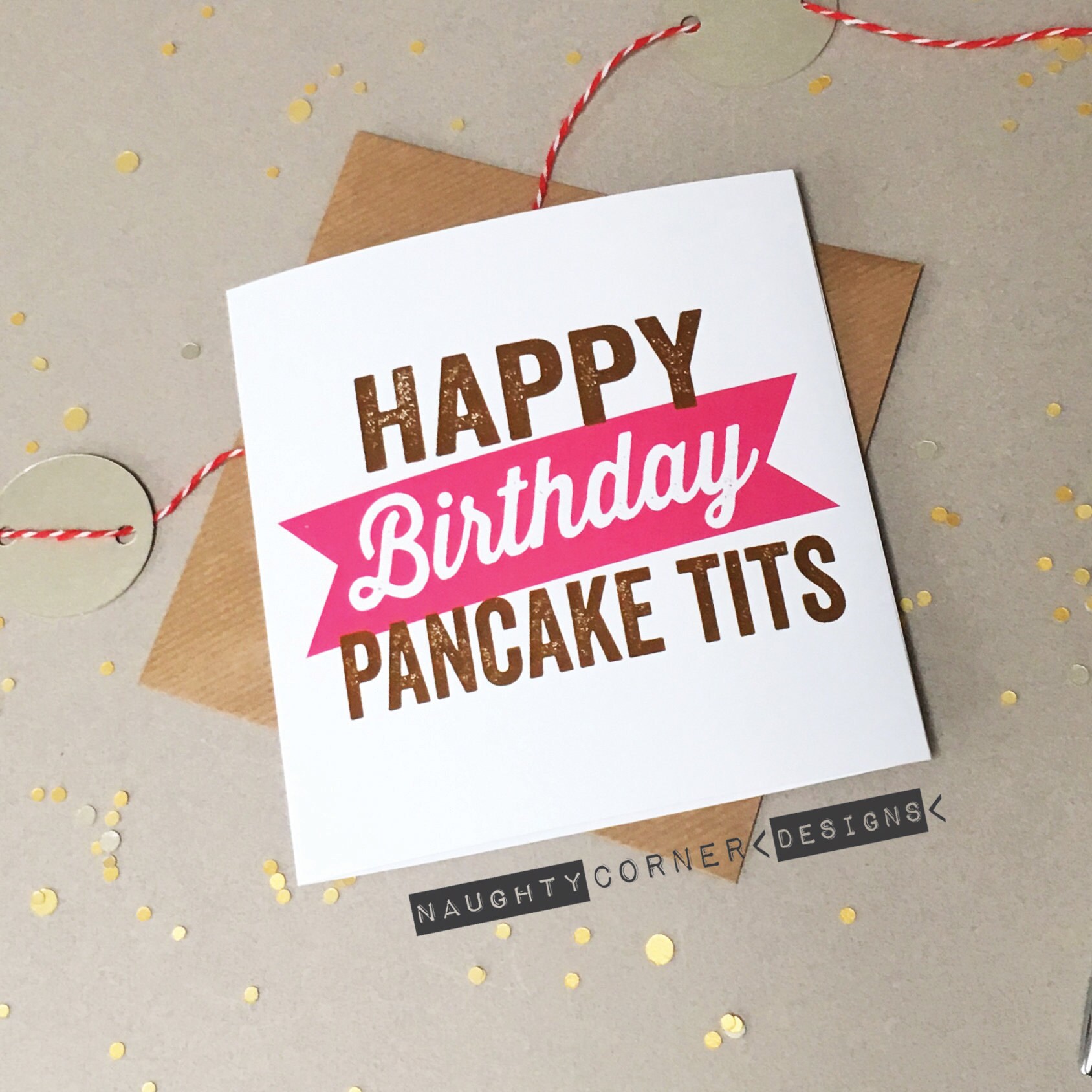 Rude Birthday Card Pancake Tits Small Boobs Friend Birthday Card Rude ...