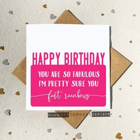 fart //love Funny Greeting Card Cheeky Unicorn rainbows Happy birthday