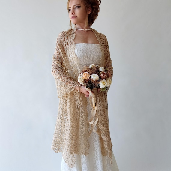 champagne shawl for dress Mohair Shawl, Beige Evening Stole, Bridal Wedding Shawl, Mother of the Bride Wrap, Lacy Bridesmaid Gift, Crochet Lace Scarf Handmade to order with Clothing Sizes:3X-LARGE Pashmina shawl Collection: REVERE Halloween Costume Ideas With