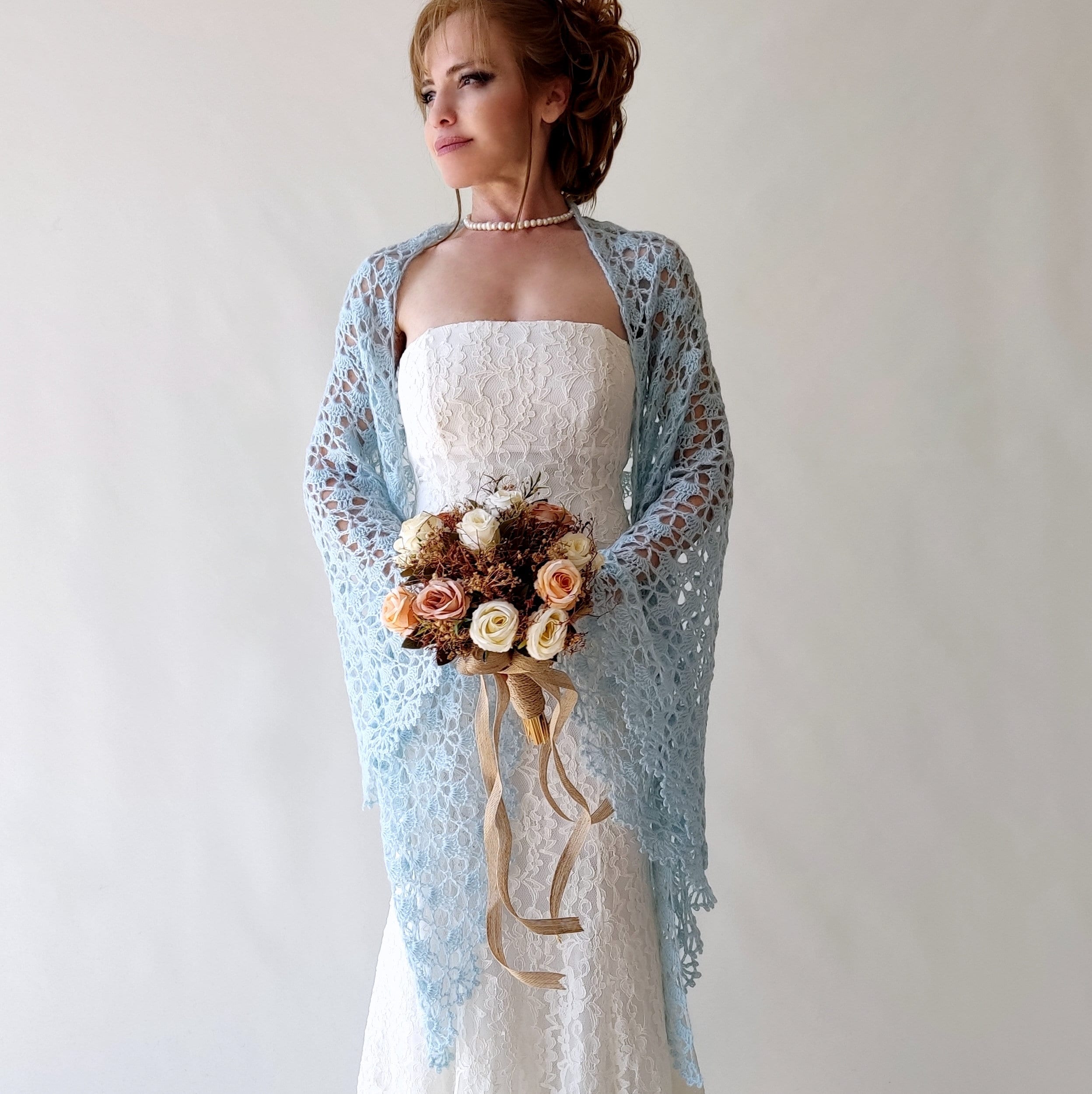 Powder Blue Shawl, Dusty Blue Wrap, Pale Blue Scarf, Ice Blue