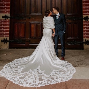 Xale de casamento de inverno, bolero de noiva, encolher de ombros de dama de honra, capa de marfim de noiva, lenço de noiva, xale de casamento, envoltório de noite, cobertura de casamento