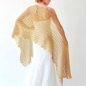 Gold glitter stole, sparkly evening shawl, shiny wrap, bridal wedding cover up, mother of bride, gift for her, lacy rectangular scarf