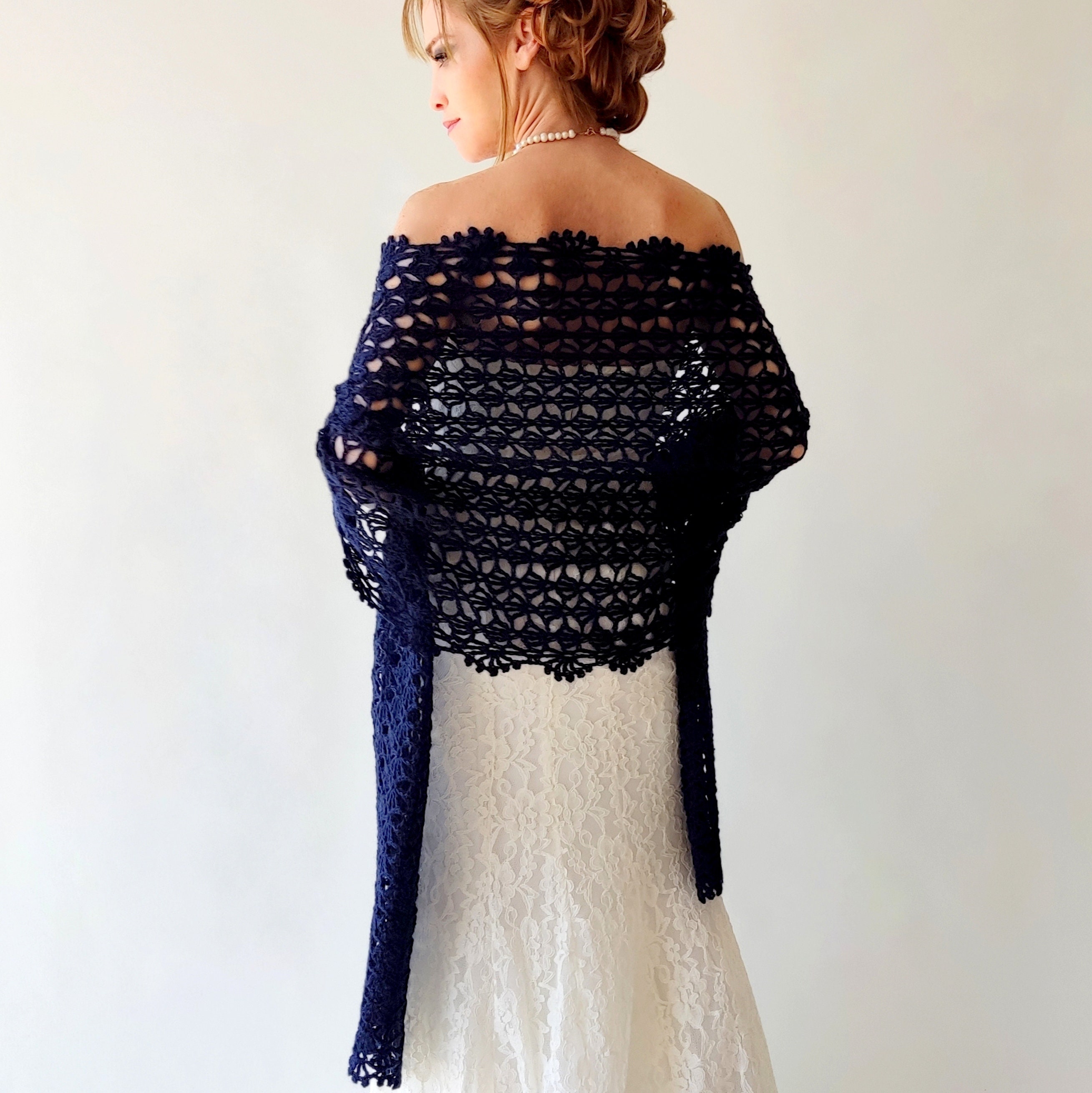 Navy Blue Mohair Lace Shawl: Bridal Wedding Stole - Etsy Navy Blue Mohair Lace Shawl: Bridal Wedding Stole - Etsy