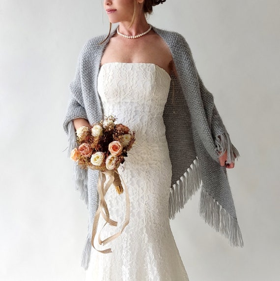 Silver Shawl Women's Glittering Silver Stole Shawl  Lace Edge Evening Wrap  For Weddings, Parties & Formal Dresses, 175x45cm Polyester Evening Shoulder  Wrap