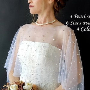 Wedding Cape, Ivory Pearl Topper, Bridal Capelet, Alternative Veil