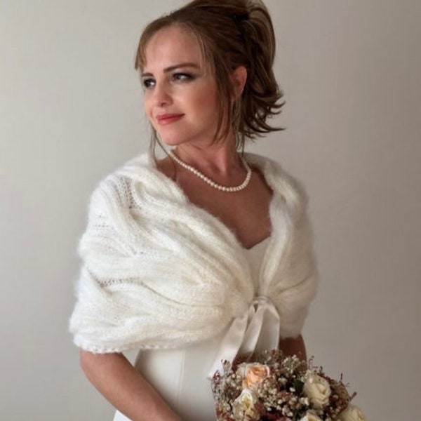 Winter Wedding Shawl, Bridal Bolero, Bridesmaid Shrug, Bride Ivory Cape, Bridal Scarf, Wedding Shawl, Evening Wrap, Wedding Coverup