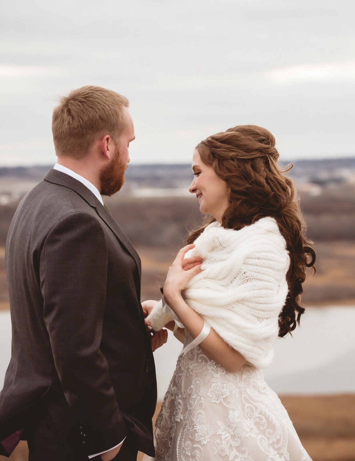 White Bridesmaid Shawl Wraps - 3 Pc.