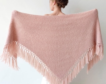 Handmade Mohair Wedding Shawl: Blush Pink Boho Wrap