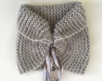 Flower Girl Mohair Bolero: Crochet Wedding Shawl, Light Gray