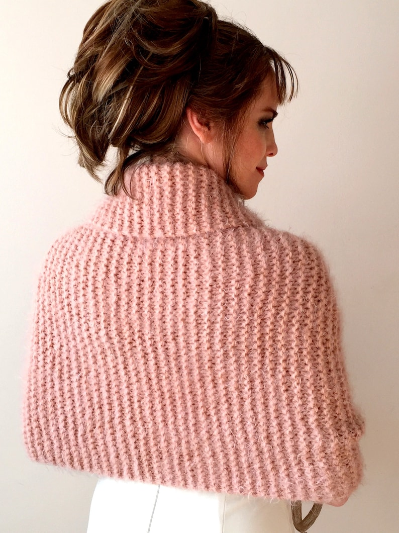 Bridal rose wrap, dusy pink shawl, blush cover up, shawl and wraps, bridesmaid shrug romantic wedding, fall winter, handmade knit shawl image 7