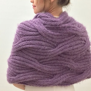 Wedding Shawl, Bridal Wrap, Purple Cape, Violet Bridesmaid Gift, Mohair Bride Bolero, Fuzzy Cover Up, Knit, Winter wedding, Fast Shipping image 7