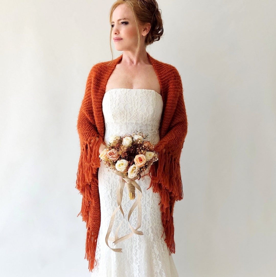 burnt orange shawl wrap