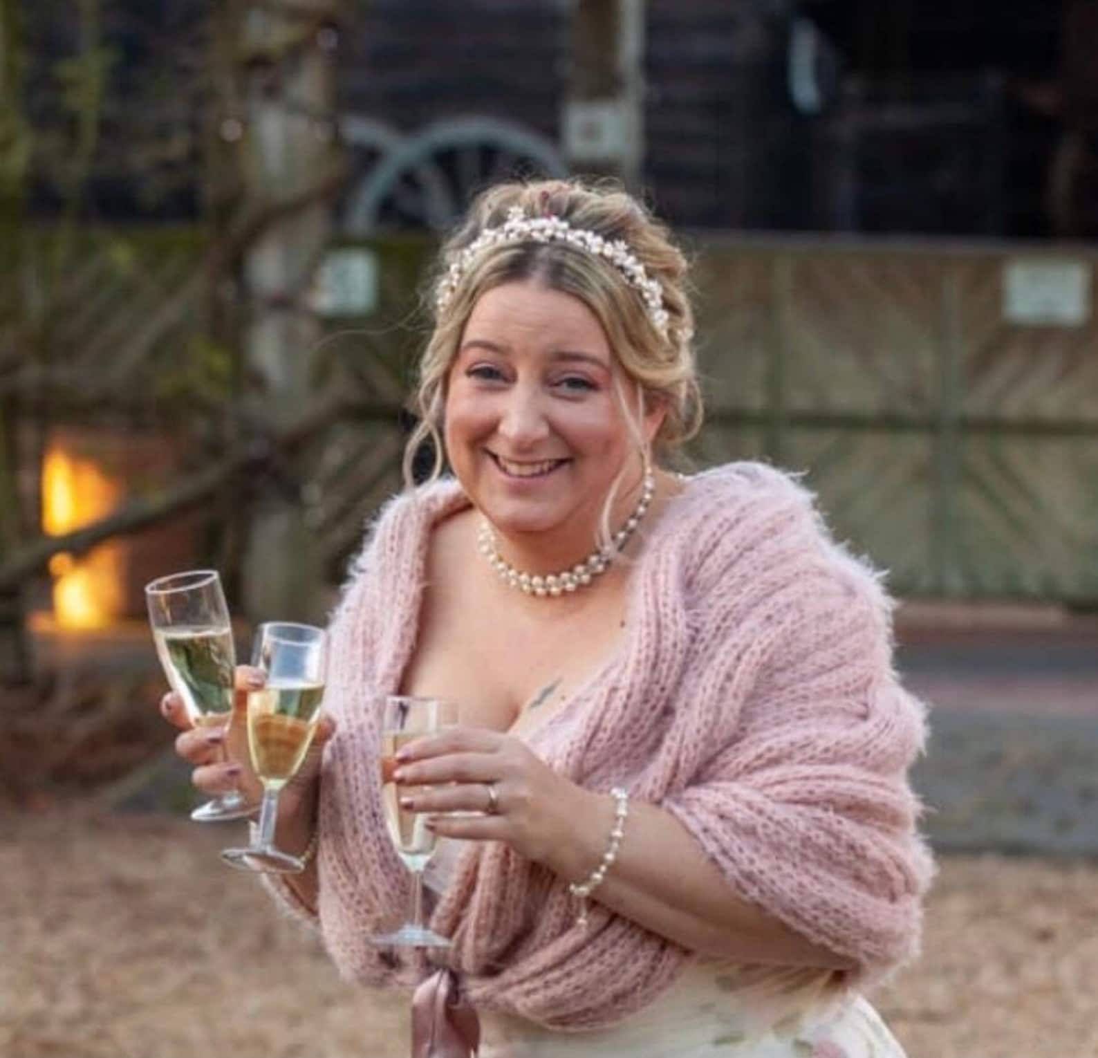 champagne wedding shawl