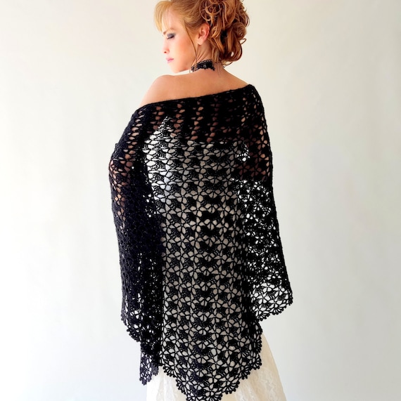 black glitter evening shawl