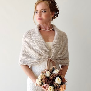 Winter wedding shawl, bridal wrap, mohair cover up, beige evening shawl, bridesmaid gift, knitted scarf, wool, fuzzy, wraps, fast shipping