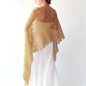 Gold glitter stole, sparkly evening shawl, shiny wrap, bridal wedding cover up, mother of bride, gift for her, lacy rectangular scarf