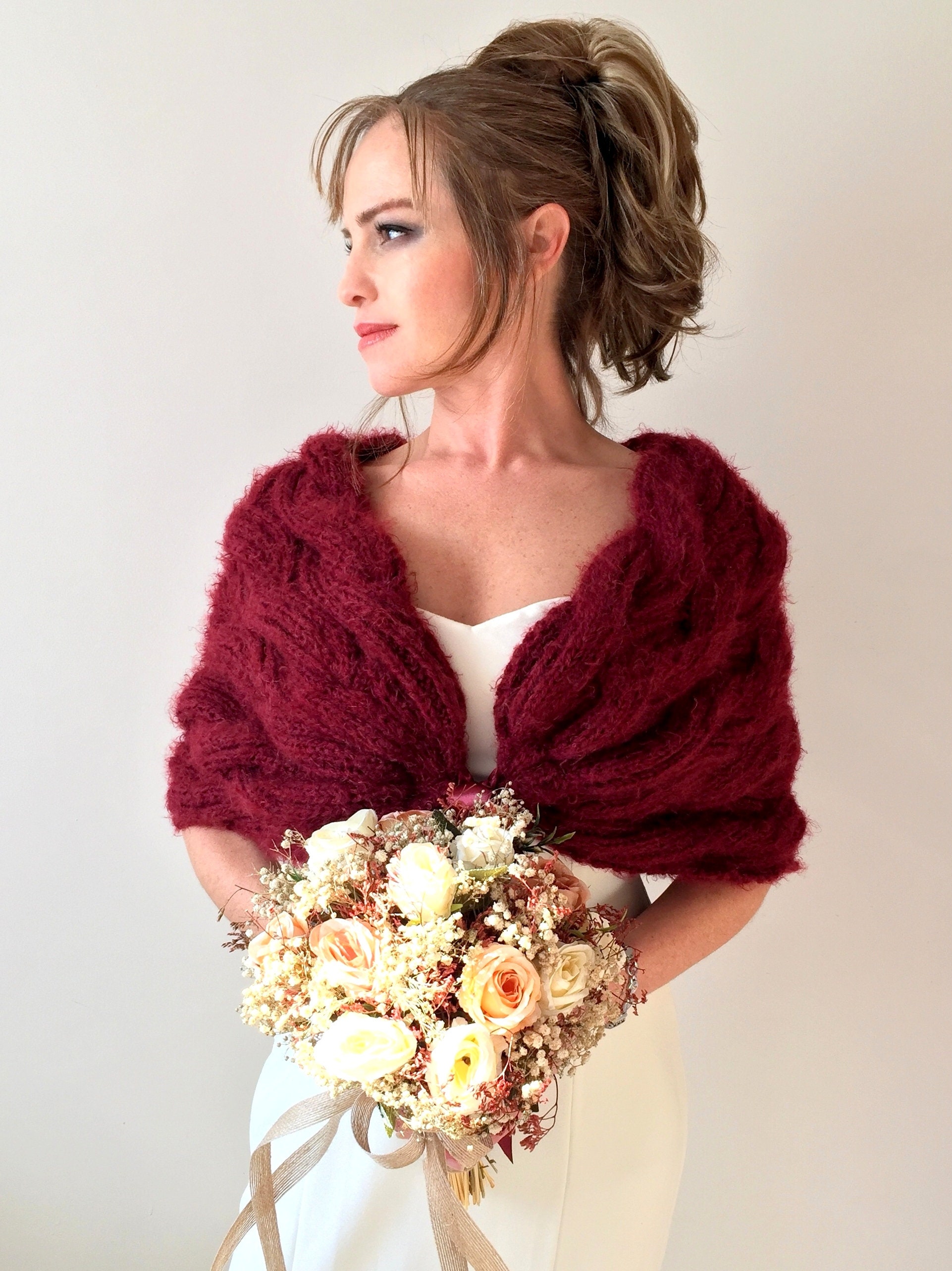 burgundy wedding wrap