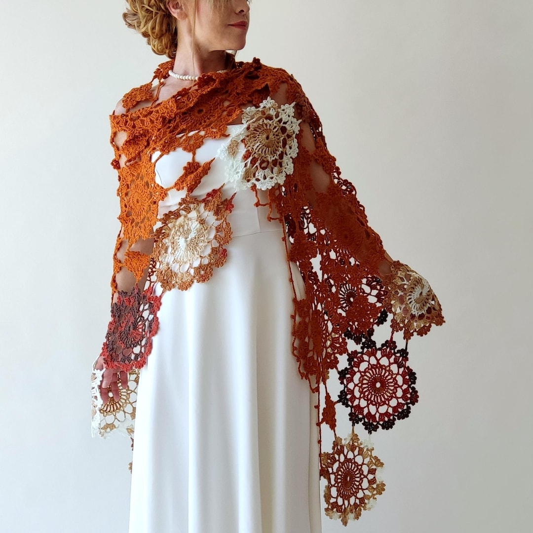 burnt orange shawl wrap