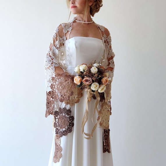 Crochet Mohair Wedding Shawl: Beige Brown Lace Bridal Wrap - Etsy Crochet Mohair Wedding Shawl: Beige Brown Lace Bridal Wrap - Etsy