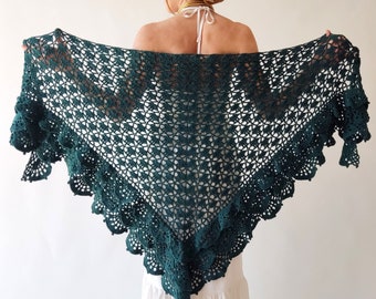 Teal green shawl, petrol green wrap, evening scarf, cotton wrap, bridal cover up, boho wedding shawl, bridesmaid gift, spring summer capelet