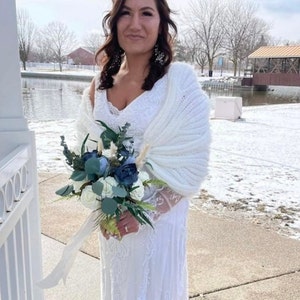 Xale de casamento de inverno, bolero de noiva, encolher de ombros de dama de honra, capa de marfim de noiva, lenço de noiva, xale de casamento, envoltório de noite, cobertura de casamento