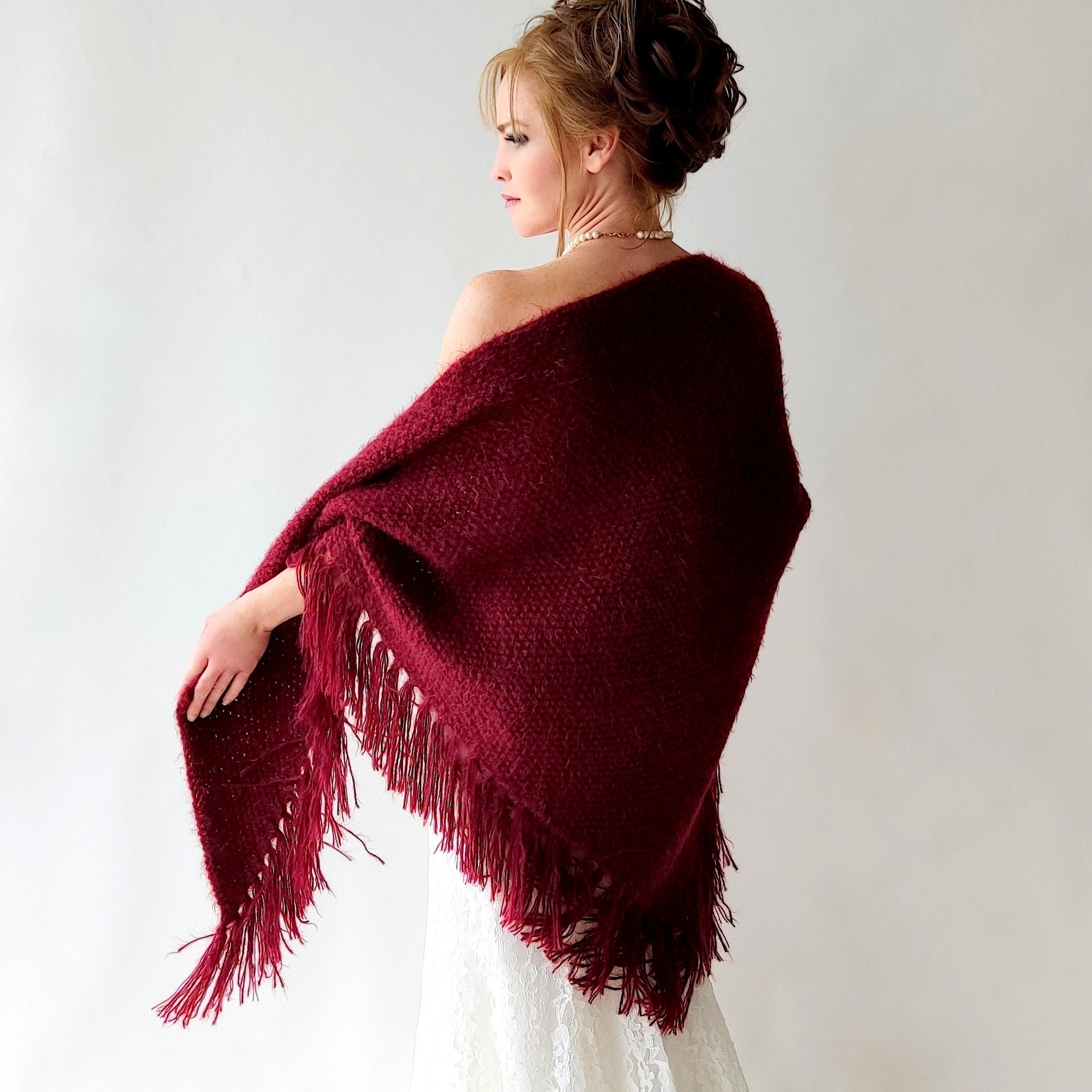 Maroon Shawl Burgundy Evening Wrap Wine Bridal Cover Up Fall
