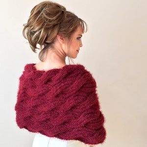 Burgundy wedding shawl, bridal cape, evening bolero, wine cover up, fuzzy capelet, mohair shawl, bridesmaid gift, XS-8XL, fast shipping