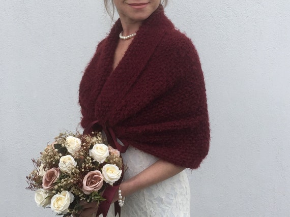 Wedding Shawl Bridesmaid Shawl Bridesmaid Wrap Bridal Shawl Wedding Cape Burgundy Wedding Shawl Bridal Cape Cover Up Wrap Bolero Etsy
