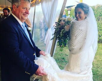 Handmade Beige Mohair Bridal Shawl, Winter Wedding Wrap