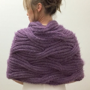 Wedding Shawl, Bridal Wrap, Purple Cape, Violet Bridesmaid Gift, Mohair Bride Bolero, Fuzzy Cover Up, Knit, Winter wedding, Fast Shipping image 3