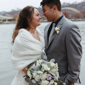 Xale de casamento de inverno, bolero de noiva, encolher de ombros de dama de honra, capa de marfim de noiva, lenço de noiva, xale de casamento, envoltório de noite, cobertura de casamento