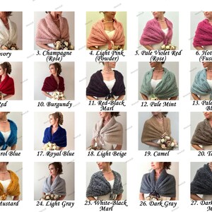 K&ouml;nnte beinhalten: Eine Sammlung von 28 gestrickten Schals in verschiedenen Farben, darunter Wei&szlig;, Elfenbein, Champagner, Hellrosa, Blasses Violettrot, Pink, Lila-Lavendel, Purpurviolett, Rot, Burgunderrot, Rot-Schwarz-Marmoriert, Hellmint, Hellblaues Aqua, T&uuml;rkis, Blau, Petrolblau, K&ouml;nigsblau, Hellbeige, Kamel, Taupe, Braun, Khaki Gr&uuml;n, Senf, Hellgrau, Wei&szlig;-Schwarz-Marmoriert, Dunkelgrau, Dunkel-Schwarz-Marmoriert und Schwarz.
