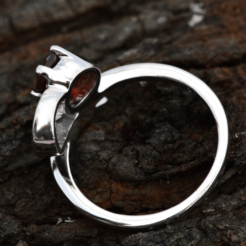 Solid 925 Silver Solitaire Ring Natural Red Garnet Ring Free Shipping Dainty Promise Ring Gift ForHer Natural Garnet Ring Tarnish Free