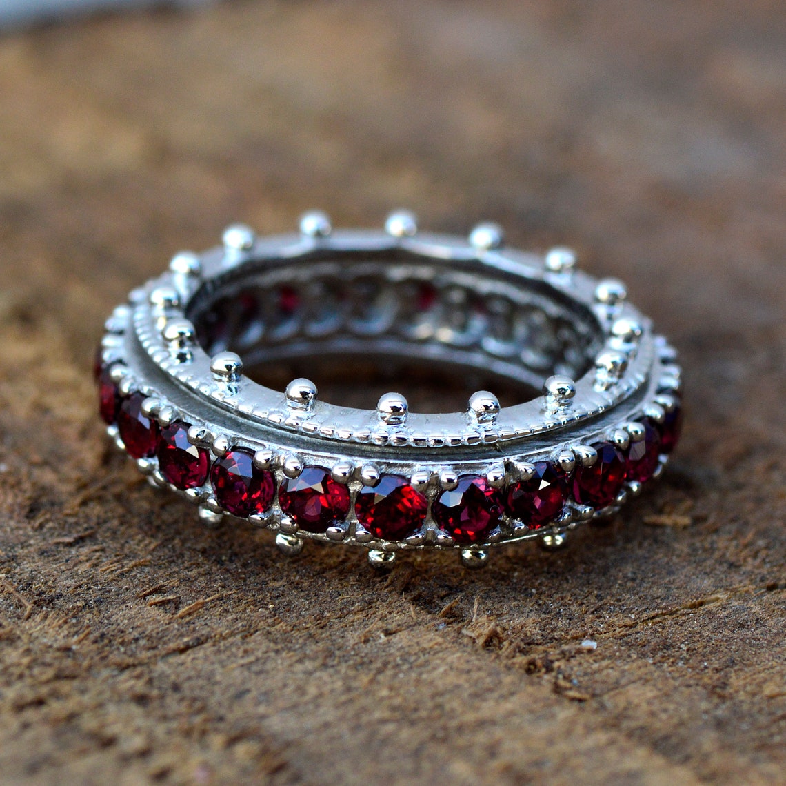 Natural Red Eternity ring band 925 Sterling Silver Etsy