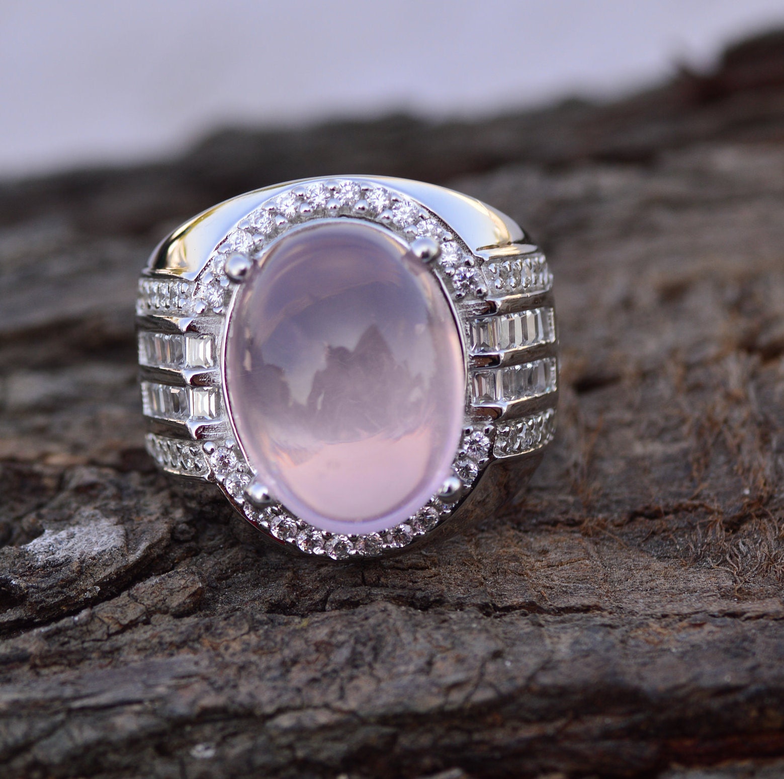 Natural Rose Quartz Ring Solid 925 Silver Tarnish Free Etsy