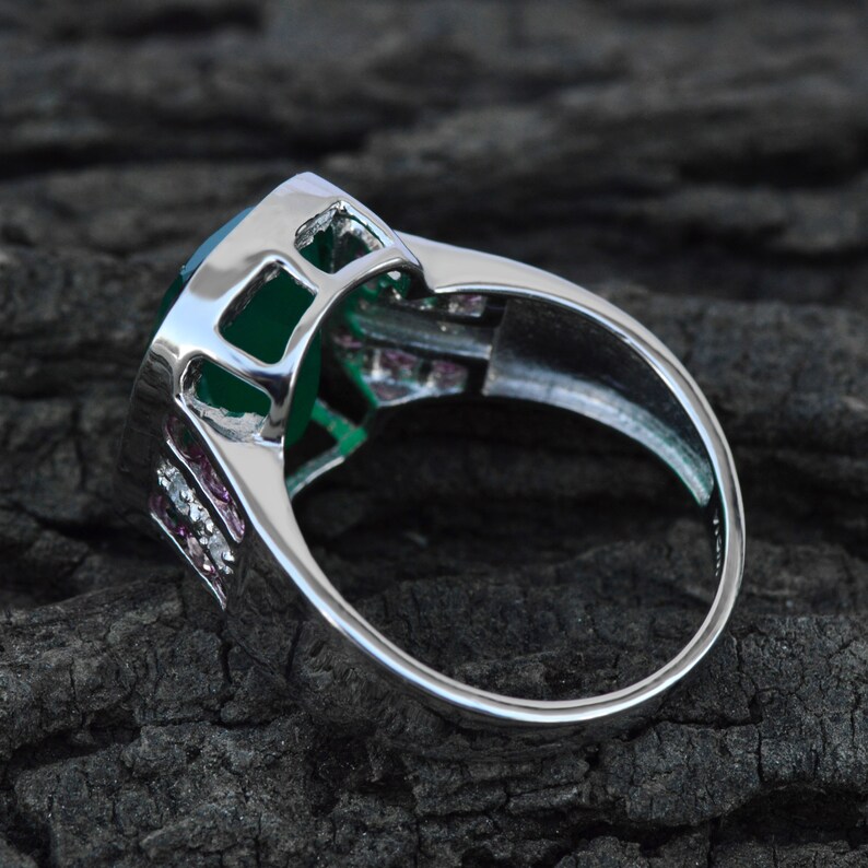Gift For Her Natural Green Onyx Ring Natural Gemstone Free Shippi Solid 925 Silver Tarnish Free Anniversary Ring Pink Tourmaline Ring