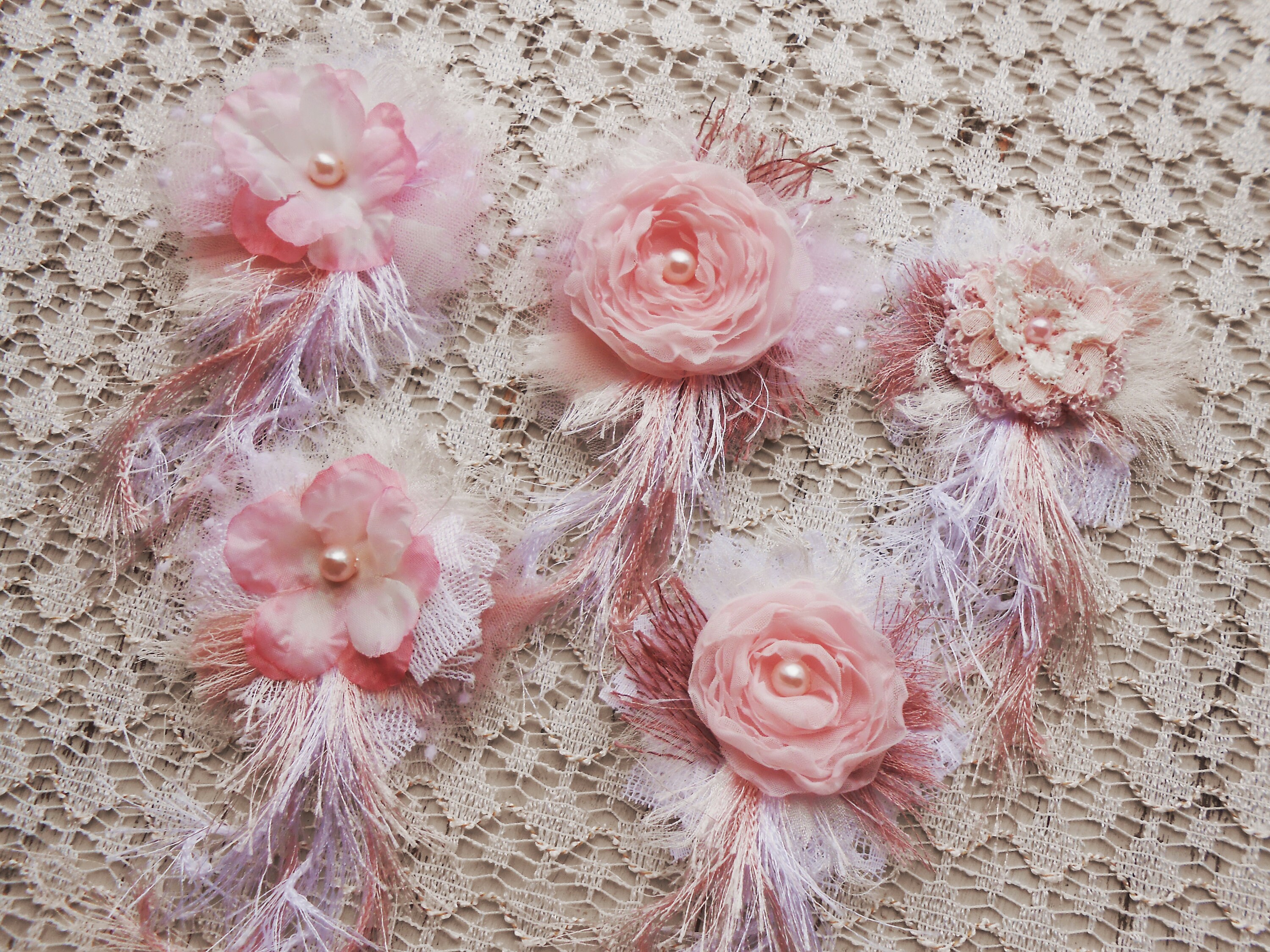 Set von 5 schäbige schicke Blumen handgemachte Blumen weiß | Etsy