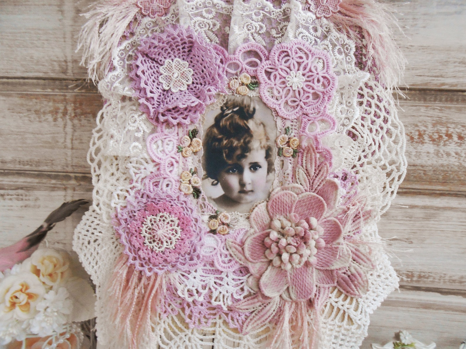 Lace collage shabby chic wall collage french country Etsy