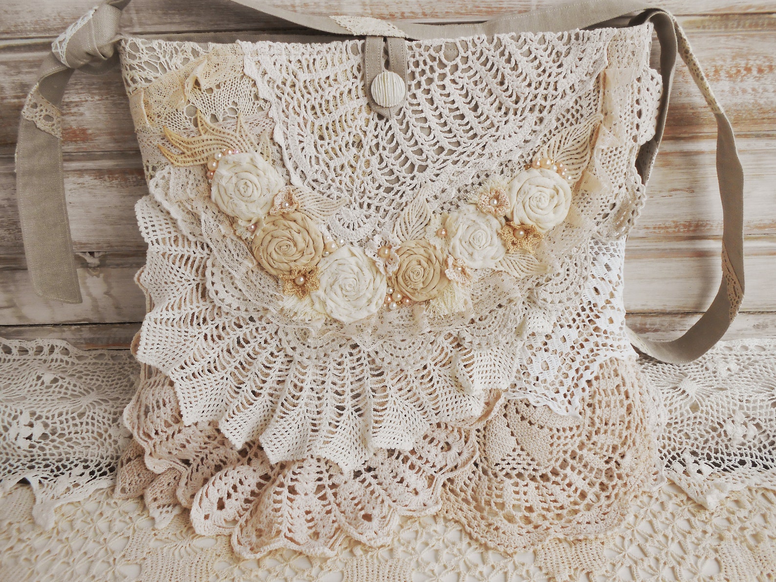 Shabby chic bag lace bag vintage style boho bag. Etsy