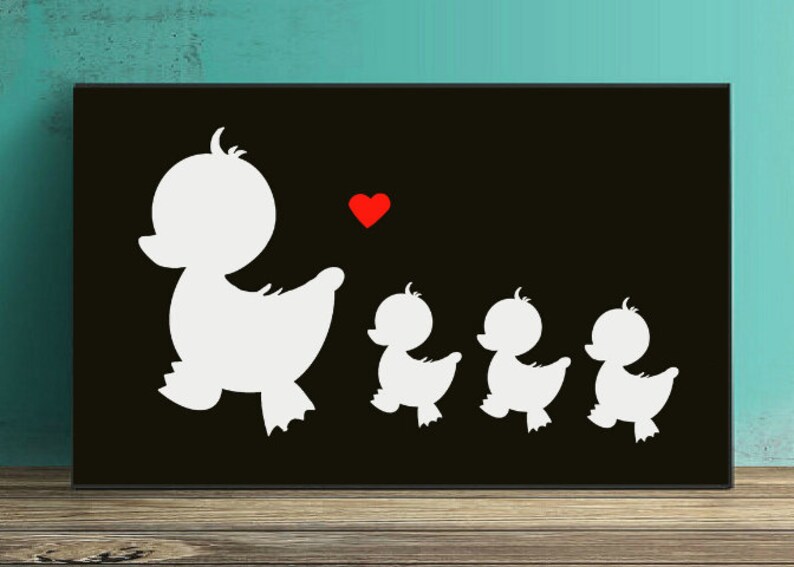 Mom and Baby Ducks Printable Wall Decor Duck Silhouette Etsy