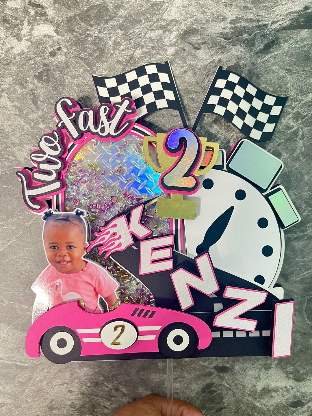 Cars Cake Topper/ Race Car Cake Topper/ Two Fast Cake Topper / Time