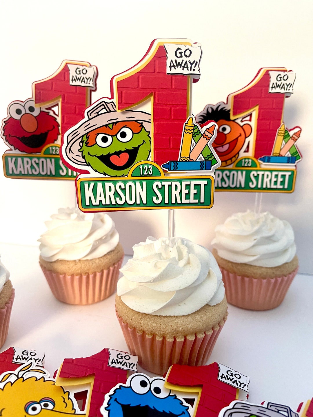 Sesame Street Cupcake Toppers / 1st Birthday Cupcake Toppers / Elmo ...