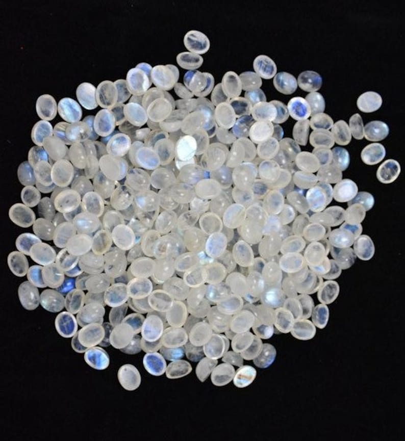 6 to 10 MM Oval Rainbow Moonstone Cabochons WHOLESALE Rainbow Flash Multi Fire Calibrated Moonstone Cabs Same Size 250 crt Loose Gemstone