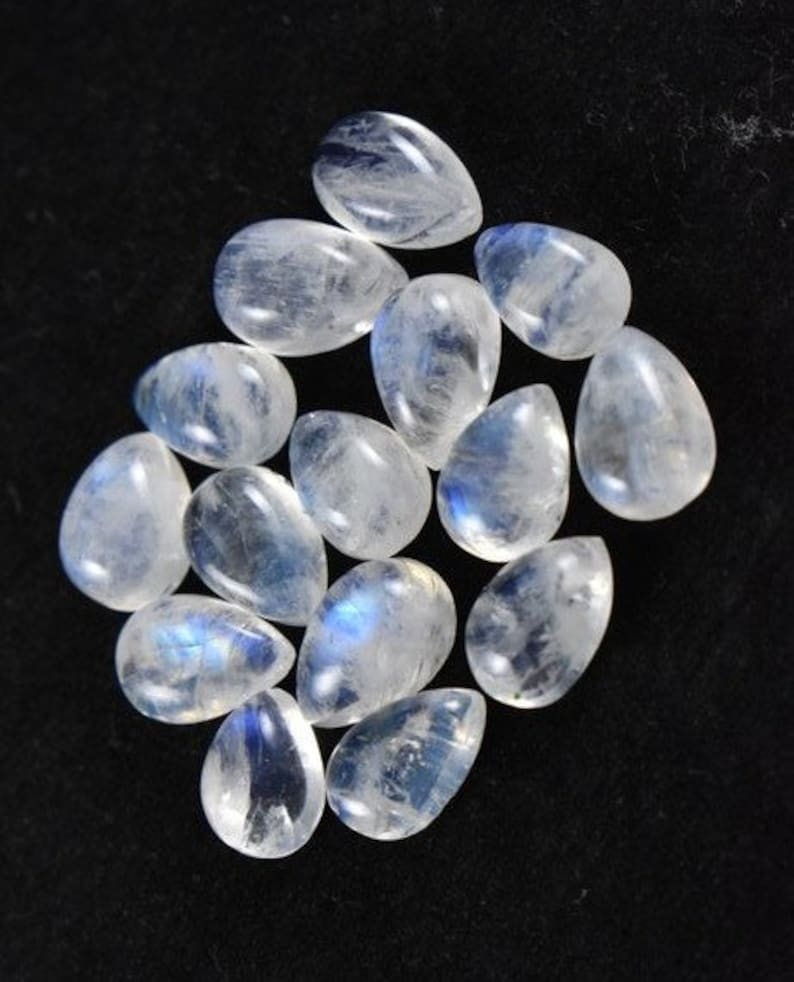 8 to 17 mm mix size Blue Fire Rainbow Moonstone Cabochon Approx 15pc Pear WHOLESALE Lot Calibrated Flash Moonstone Cabs Polished Gemstone
