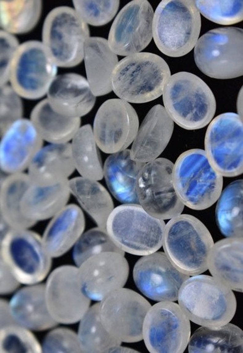 6 to 10 MM Oval Rainbow Moonstone Cabochons WHOLESALE Rainbow Flash Multi Fire Calibrated Moonstone Cabs Same Size 250 crt Loose Gemstone