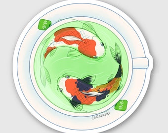 Koi matcha clear vinyl sticker