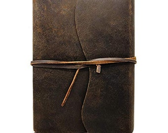 Dreamkeeper Leder Journal und Reise-Notizbuch, handgefertigter persönlicher Organizer mit A5 recyceltem Baumwollpapier zum Schreiben